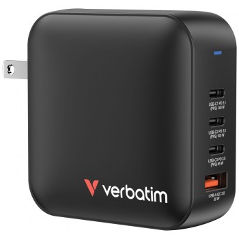 Зарядний пристрій Verbatim MiniGaN 165 W 4 ports (3xUSB-C/1xUSB-A) (32216)