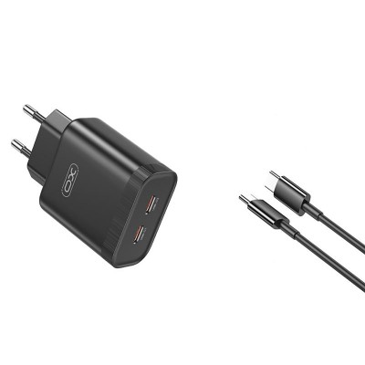 Зарядний пристрій XO L105 (2USB-С, 3А) PD Black (L105-CC.black)