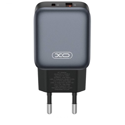 Зарядний пристрій XO L154 (1USB-С, 1USB, 3А) PD, QC 3.0 Black (L154.black)