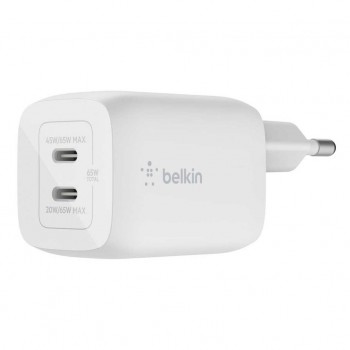 Зарядний пристрій Belkin 65W 2хUSB-С GAN PD PPS white (WCH013VFWH)