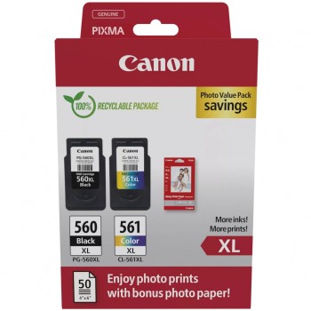 Картридж PG-560/CL-561 XL BK+Color + Photo Paper, Value Pac (3712C008) Canon