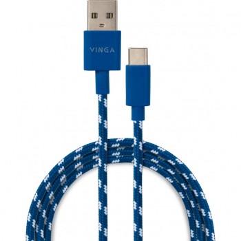 Кабель USB 2.0 AM to Type-C 2color nylon 1m blue Vinga (VCPDCTCNB31B)