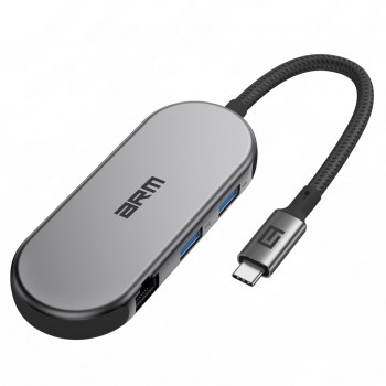 USB-хаб Armorstandart USB-C to HDMI 4K, RJ45, PD, 2USB, SD, microSD Grey (ARM69365)