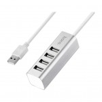 USB-хаб Hoco USB 2.0 to 4xUSB Line machine HB1 Silver (6957531038146)