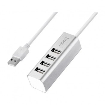 USB-хаб Hoco USB 2.0 to 4xUSB Line machine HB1 Silver (6957531038146)