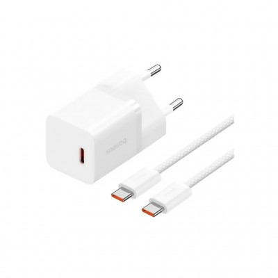 Зарядний пристрій Baseus GaN5 Fast Charger USB-C 30W + Cable 1.0m Type-C 100W white (P10110902213-00)