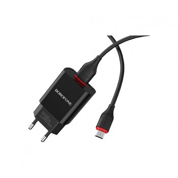Зарядний пристрій BOROFONE BA20A Sharp USB + cable USB to Micro 5P 10.5W Black (6931474702135)