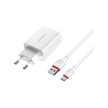 Зарядний пристрій BOROFONE BA21A Long Journey USB QC3.0 + cable USB to USB-C 18W White (6931474702487)
