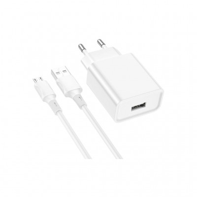 Зарядний пристрій BOROFONE BA74A Aspirer USB + cable USB to Micro 5P White (6974443388664)