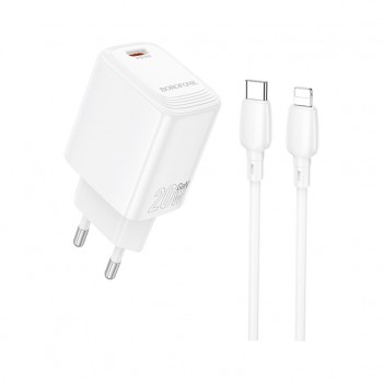 Зарядний пристрій BOROFONE BN26 Fuente USB-C PD20W + cable USB-C to Lightning White (6941991120244)