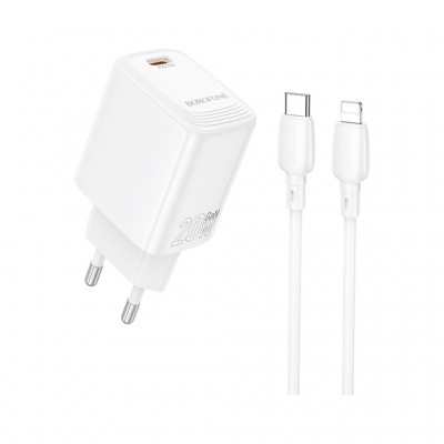 Зарядний пристрій BOROFONE BN26 Fuente USB-C PD20W + cable USB-C to Lightning White (6941991120244)