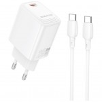 Зарядний пристрій BOROFONE BN26 Fuente USB-C PD20W + cable USB-C to USB-C White (6941991120251)
