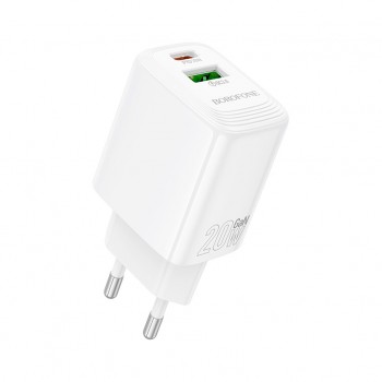 Зарядний пристрій BOROFONE BN27 Fuente 1xUSB-C PD20W + 1xUSB QC3.0 White (6941991120268)