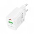Зарядний пристрій BOROFONE BN27 Fuente 1xUSB-C PD20W + 1xUSB QC3.0 White (6941991120268)