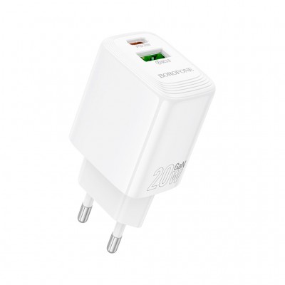 Зарядний пристрій BOROFONE BN27 Fuente 1xUSB-C PD20W + 1xUSB QC3.0 White (6941991120268)