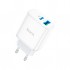Зарядний пристрій HOCO C105A Stage 1xUSB-C PD20W + 1xUSB QC3.0 + cable USB-C to USB-C White (6931474782922)