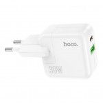 Зарядний пристрій HOCO C111A Lucky 1xUSB-C PD30W + 1xUSB QC3.0 White (6931474790866)