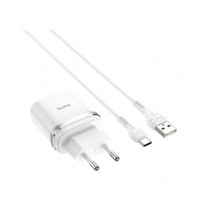Зарядний пристрій HOCO C12Q Smart USB QC3.0 + cable USB to USB-C 18W White (6931474716309)