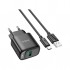 Зарядний пристрій HOCO C140A Smart USB QC3.0 + cable USB to USB-C Black (6942007627825)