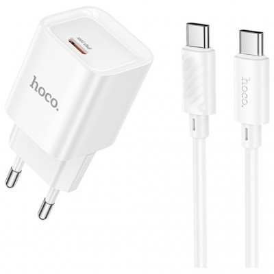 Зарядний пристрій HOCO C146A Charm USB-C PD20W + cable USB-C to USB-C White (6942007630269)