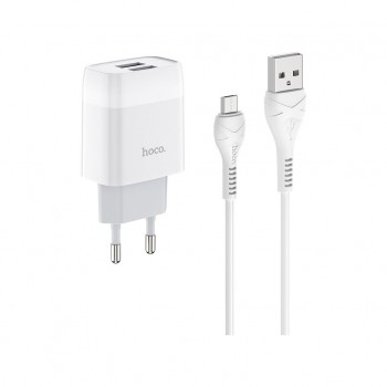 Зарядний пристрій HOCO C73A Glorious 2xUSB + cable Micro 5P 12W White (6931474713063)