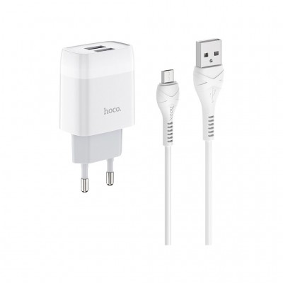 Зарядний пристрій HOCO C73A Glorious 2xUSB + cable Micro 5P 12W White (6931474713063)