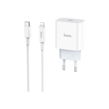 Зарядний пристрій HOCO C76A Plus Speed Source USB-C PD20W + cable USB-C to Lightning White (6931474746924)