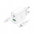 Зарядний пристрій HOCO C80A Plus Rapido 1xUSB-C PD20W + 1xUSB QC3.0 + cable USB-C to Lightning White (6931474779892)