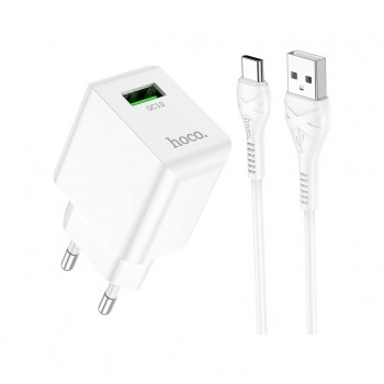 Зарядний пристрій HOCO C98A Proton USB QC3.0 + cable USB to USB-C White (6931474766878)