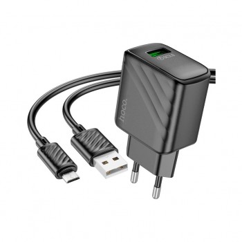 Зарядний пристрій HOCO CS21A Rich USB QC3.0 + cable USB to Micro 5P Black (6942007609890)