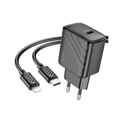 Зарядний пристрій HOCO CS22A Value USB-C PD30W + cable USB-C to Lightning Black (6942007609920)