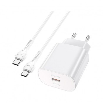 Зарядний пристрій HOCO N22 Jetta USB-C PD25W + cable USB-C to USB-C White (6931474760081)