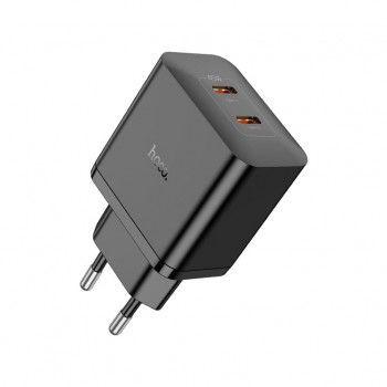 Зарядний пристрій HOCO N35 Streamer 2xUSB-C PD45W GaN Black (6931474797193)