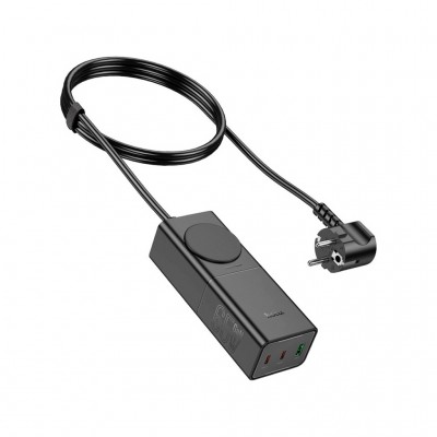 Зарядний пристрій HOCO NS4 Sharp desktop socket 2xUSB-C + USB-A PD65W Black (6942007617352)