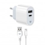 Зарядний пристрій MadeInFuture MFS12 12W 1xUSB-A + 1xUSB-C + cable USB-A to Lightning White (MIF82823)