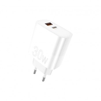 Зарядний пристрій WUW C208 1xUSB-C PD30W + 1xUSB QC3.0 18W White (6972573333417)