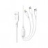 Дата кабель USB 2.0 AM to Lightning + Micro 5P + Type-C 1.0m 2.4A XO (CB-23U3)