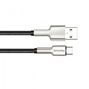 Дата кабель USB 2.0 AM to USB-C 1.0m head metal black ColorWay (CW-CBUC046-BK)