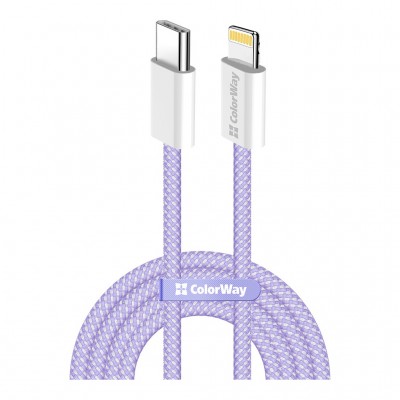 Дата кабель USB-C to Lightning 1.0m 27W purple ColorWay (CW-CBPDCL061-PU)