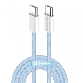 Дата кабель USB-C to USB-C 1.0m 60W 3.0А blue ColorWay (CW-CBPDCC061-BL)