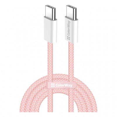 Дата кабель USB-C to USB-C 1.0m 60W 3.0А pink ColorWay (CW-CBPDCC061-P)