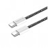 Дата кабель USB-C to USB-C 2.0m (braided cotton) (PD Fast Charging 60W) 3.0А black ColorWay (CW-CBPDCC068-BK)