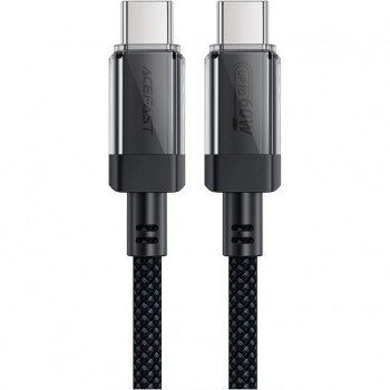 Дата кабель USB-C to USB-C 1.2m 60W stainless steel C12-03 Black Acefast (6974316283317)