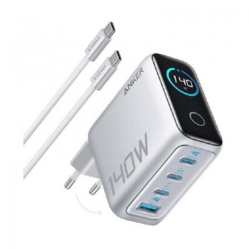Зарядний пристрій Anker Laptop GaN 140W 3xUSB-C PD3.1 + USB-A + display + cable Silver (B2697G41)