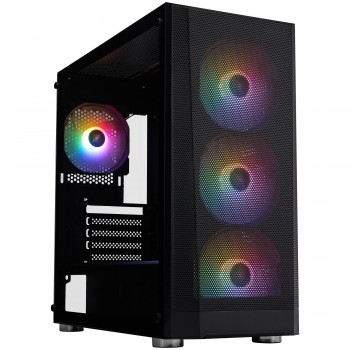 Корпус 1stPlayer FD5-M-BK-4F1 Black без БЖ