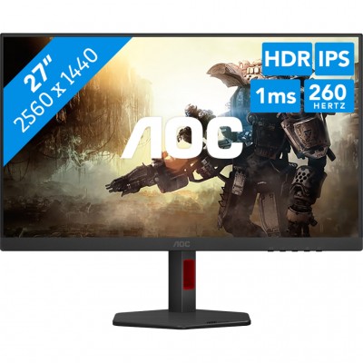 Монітор 27" AOC Q27G4ZR, QHD, Fast IPS, 240Hz, 0,3ms, 2xHDMI, DP, HAS, Pivot, кол., чорно-червоний