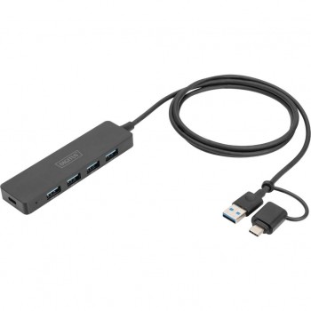 USB-хаб DIGITUS USB-A and USB-C to 4xUSB 1x USB-C 1.2m Black (DA-70236)
