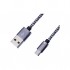 Дата кабель USB 2.0 AM to Micro 5P 1.0m 3A silver black Grand-X (FM07SB)