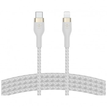 Дата кабель USB-C to Lightning 1.0m BRAIDED SILICONE white Belkin (CAA011BT1MWH)