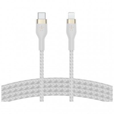 Дата кабель USB-C to Lightning 1.0m BRAIDED SILICONE white Belkin (CAA011BT1MWH)